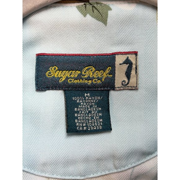 Sugar Reef Women's Multicolor Short Sleeve Hawaiian Style Floral Blouse - Sz M - Picture 4 of 5